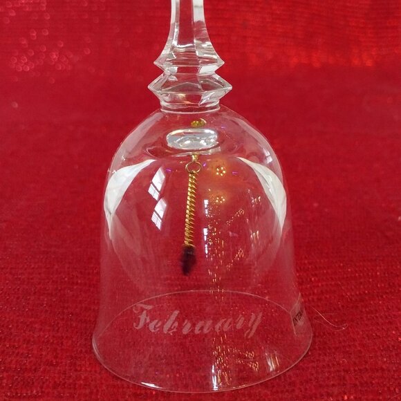 Vintage INTAGLIO Lead Crystal Birthday Bell February with Purple Heart - Picture 1 of 5
